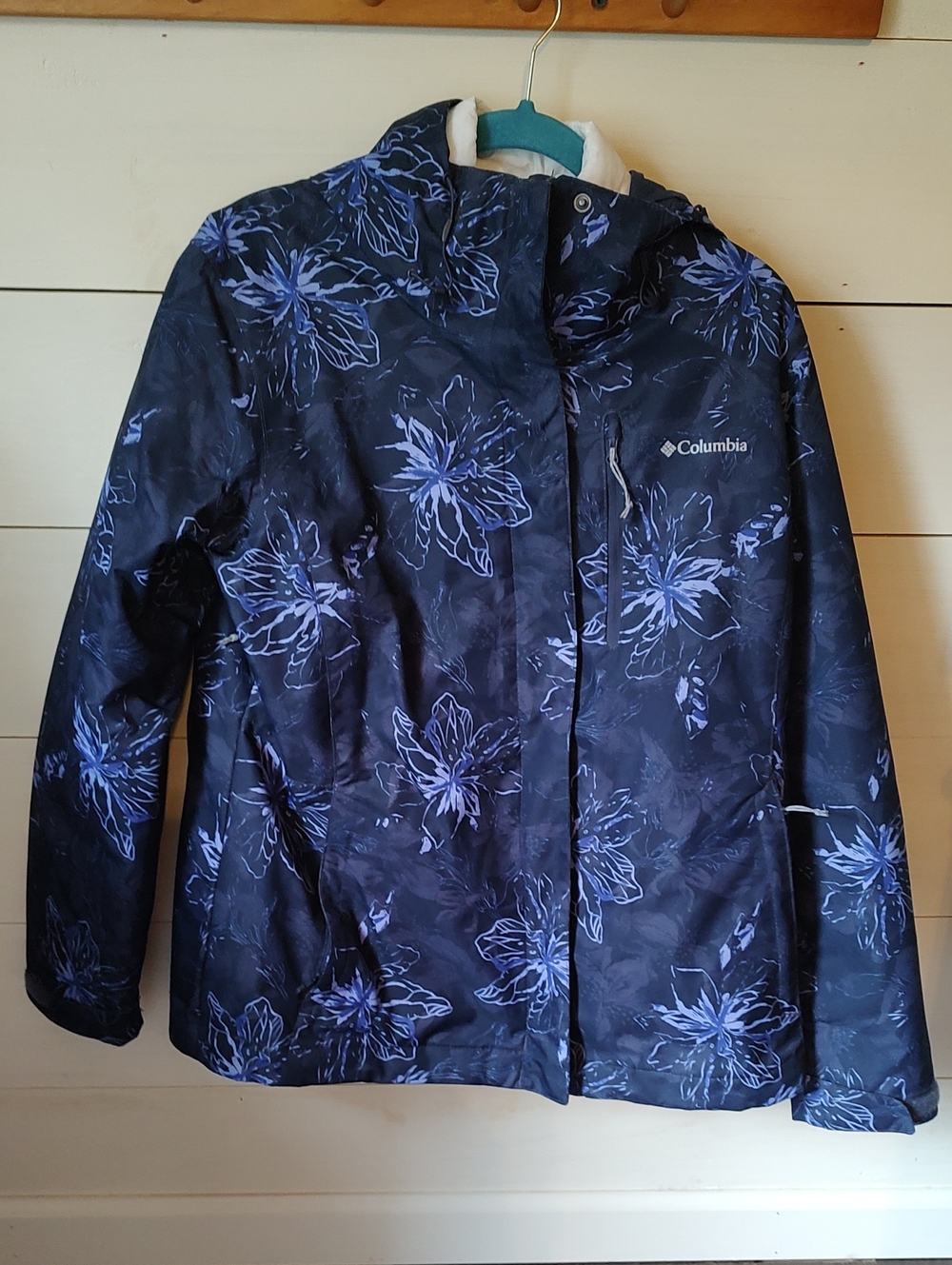 Columbia Navy Floral Ski Interchangeable Jacket with Hood